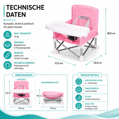 Faltbarer Baby Hochstuhl Kompakt und Tragbar