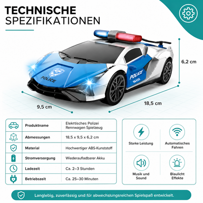 Elektrisches Polizei Rennwagen Spielzeug mit Licht & Musik