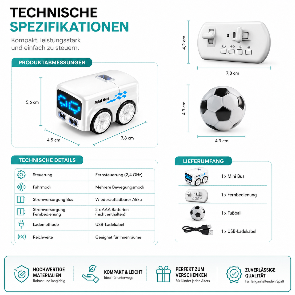 Intelligenter RC Mini Bus – Gestensteuerung Spielzeugauto