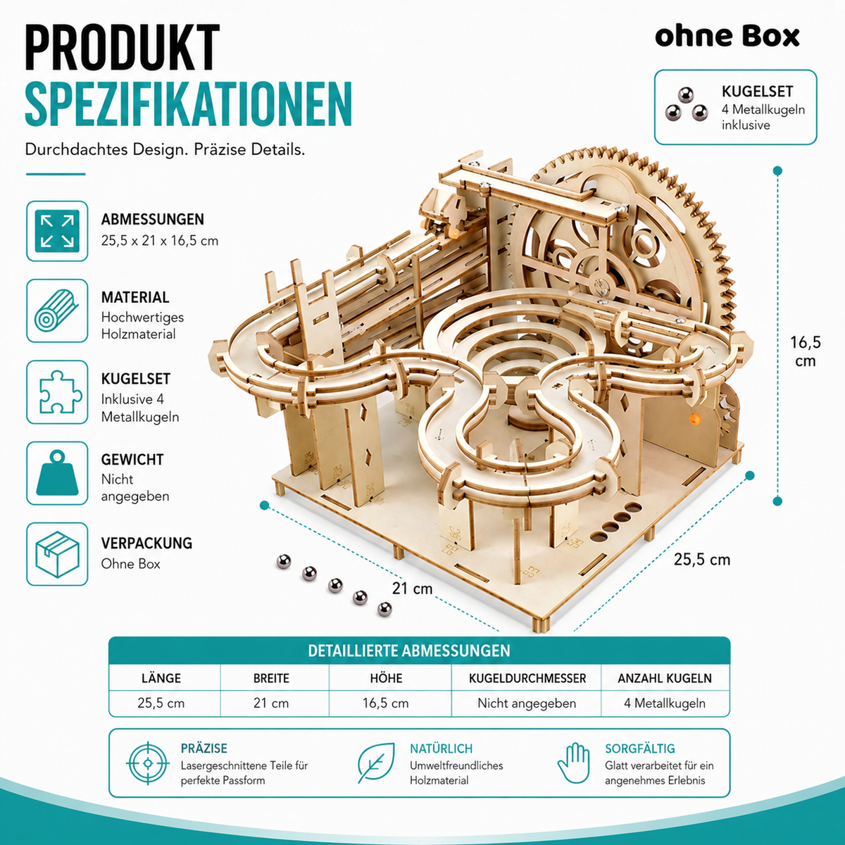 3D Holz Marmor Laufen– DIY Mechanik Puzzle für kluge Köpfe