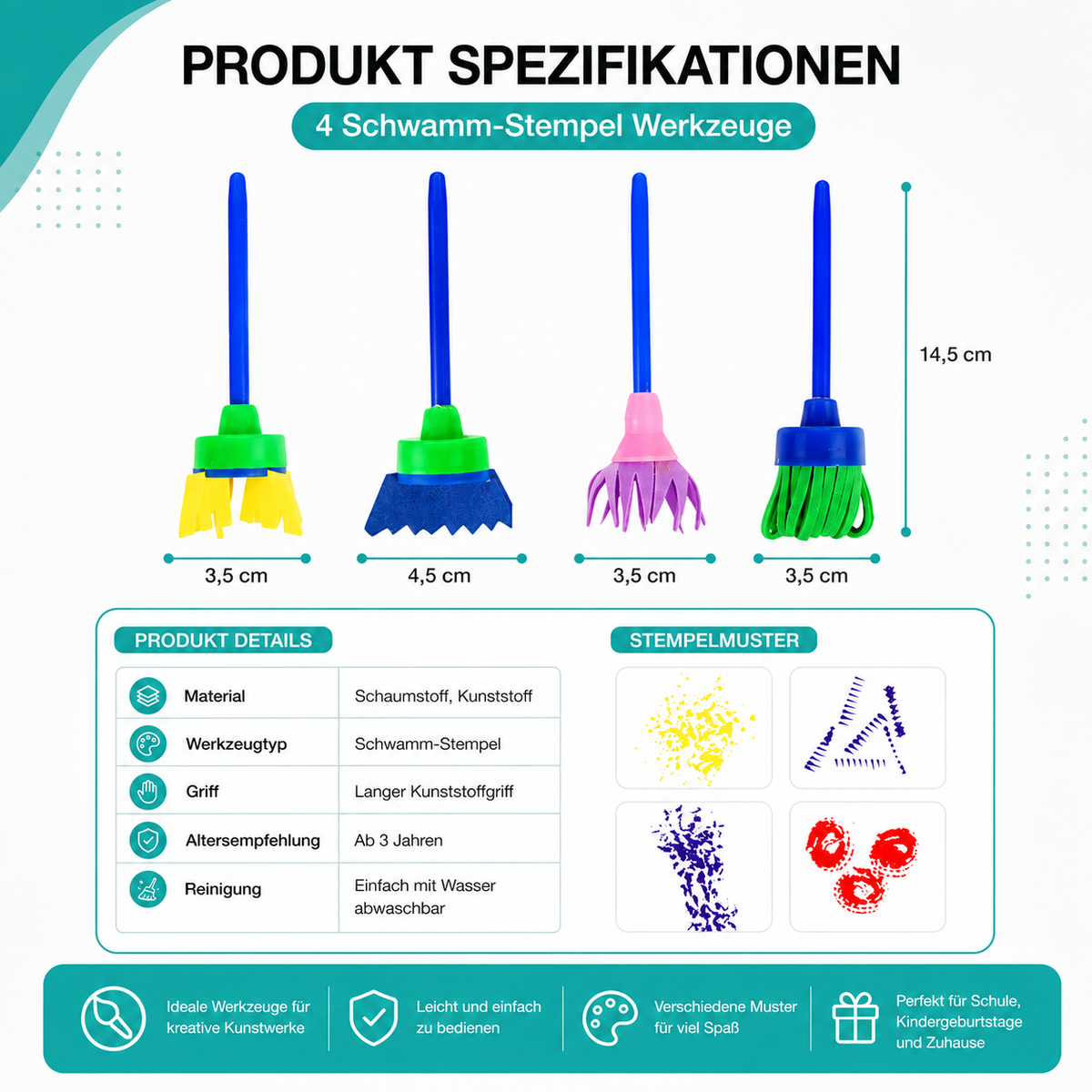 Kreatives Malset für Kinder – 30 DIY Schwamm & Stempel Tools