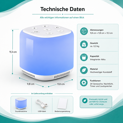 Soundmaschine mit Nachtlicht und 34 Geräuschen