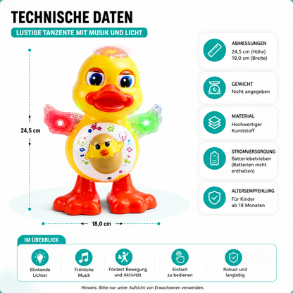 Lustige Tanzente mit Musik und blinkenden Lichtern