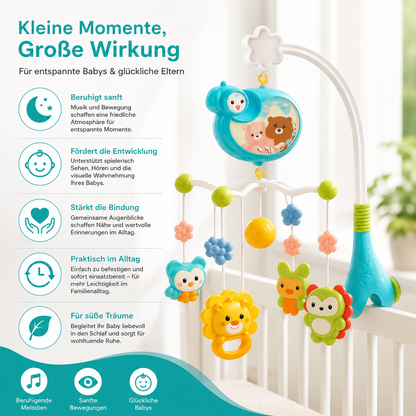 Babykrippe Musik Mobile Rassel Spielzeug, Licht & Fernbedienung