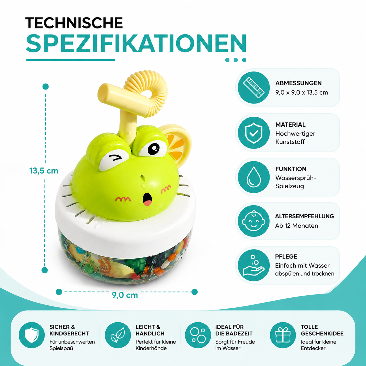 Glückliches Bade-Tier – Spritzendes Wasserspielzeug für fröhlichen Badespaß