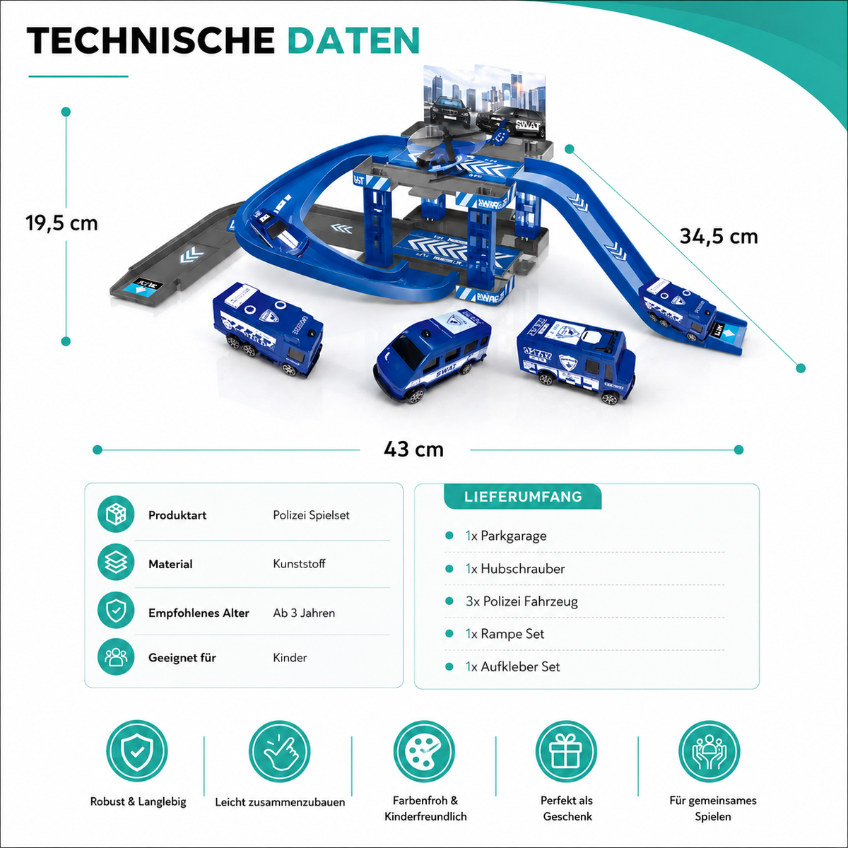 Dino Parken Schiene– Actionreiches Auto-Spielset für Kinder