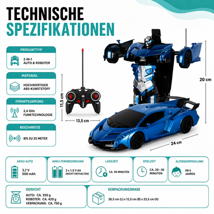 2-in-1 RC Transformer Auto & Roboter – Ferngesteuertes Spielzeug