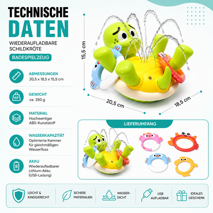 Wiederaufladbar Schildkröte Bad Spielzeug– Wasserfontäne & Spielspaß für Kinder