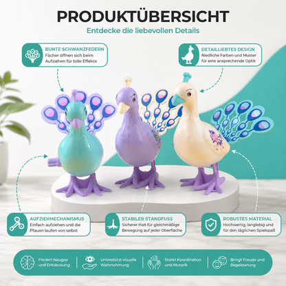 Klassischer Uhrwerk-Pfau – Kreatives Spielzeug ohne Batterien