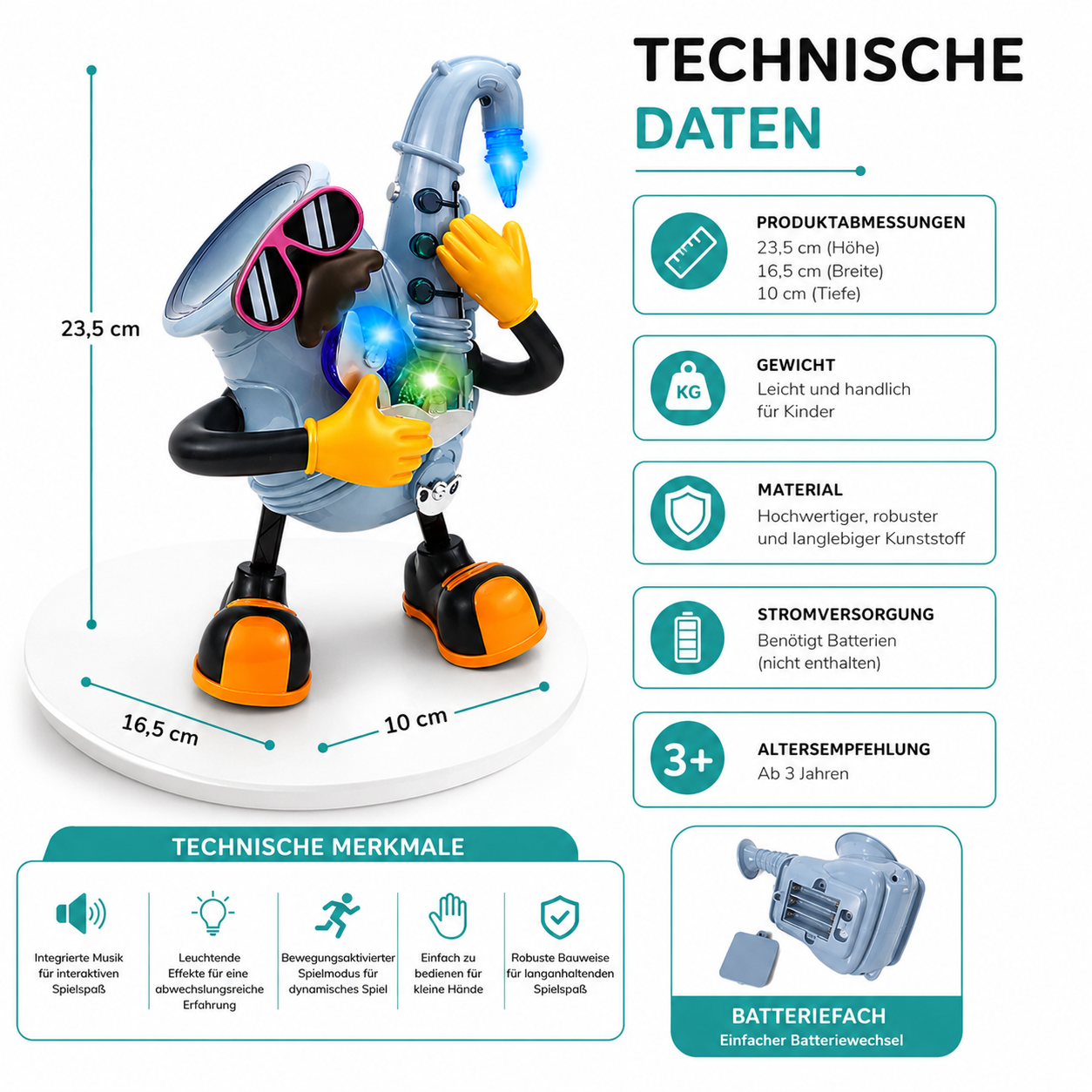 Tanzender Saxophon Roboter – Musik & Lichter Spielzeug