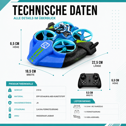 3-in-1 RC Fahrzeug Drohne Auto Boot