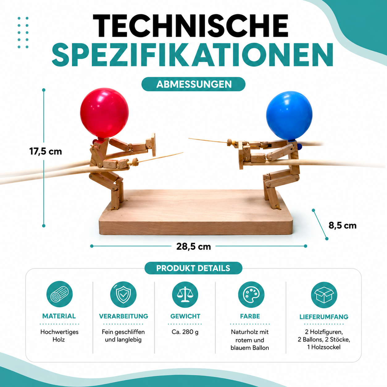 Holzfiguren Ballon Spiel für Kinder