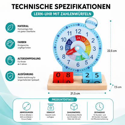 Montessori-Lernuhr für Kinder – Uhrzeit spielerisch lernen