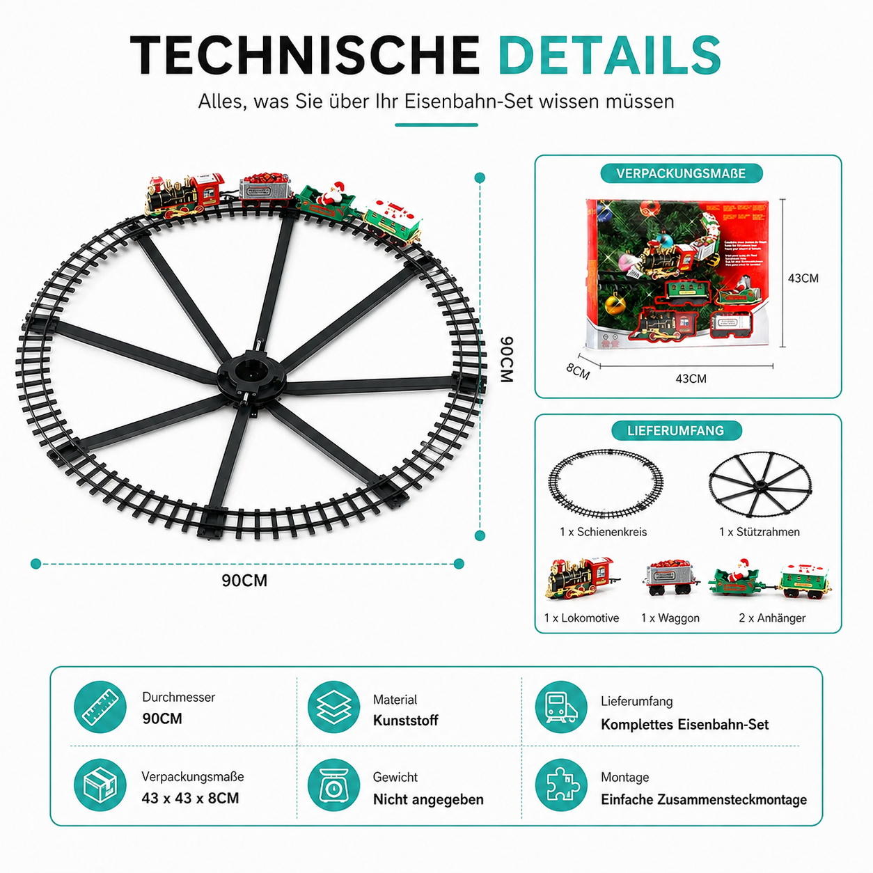 Weihnachtszug mit Licht & Musik für Kinder