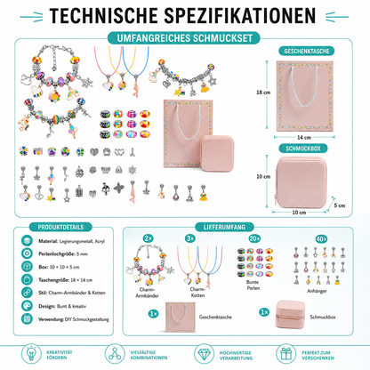 Schmuck-Bastelset für Mädchen – 66 Teile für kreativen Bastelspaß