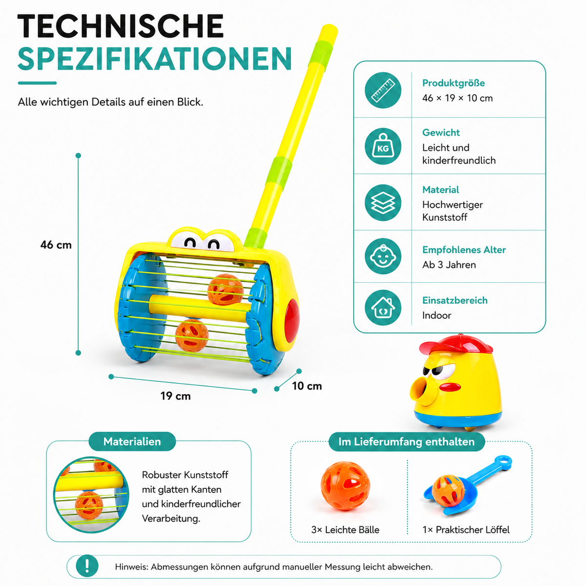 Elektrischer Kinderstaubsauger mit Ball-Funktion