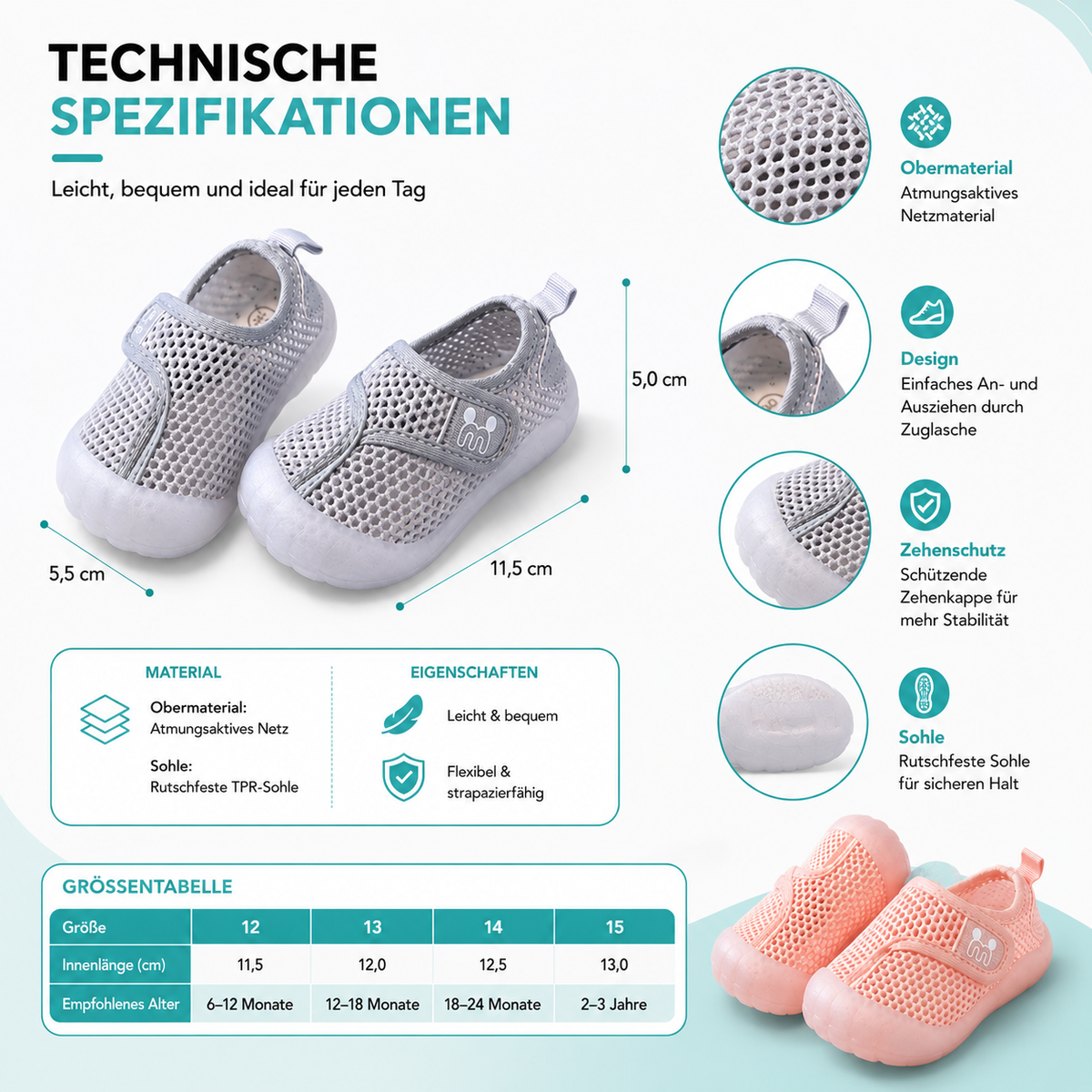 Kinder Sportschuhe – Atmungsaktiv, Rutschfest & Super Bequem