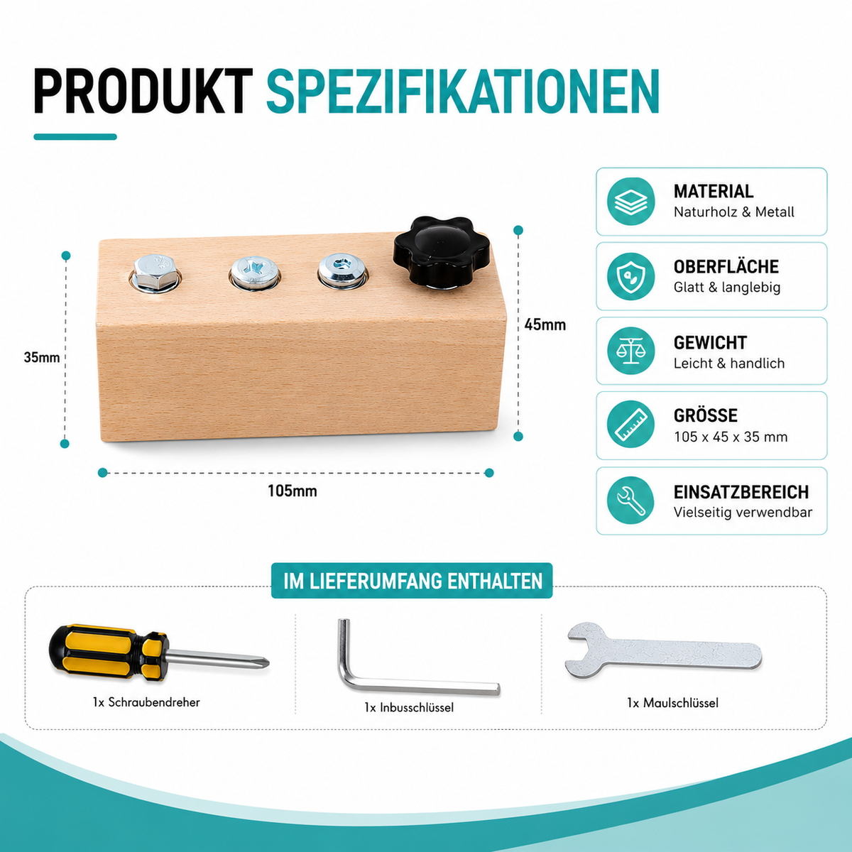 Montessori Holz Werkzeugspiel – Schrauben & Motorik Lernen