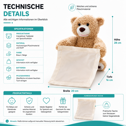 Interaktiver Teddybär für Babys mit Sprachfunktion und Spielspaß