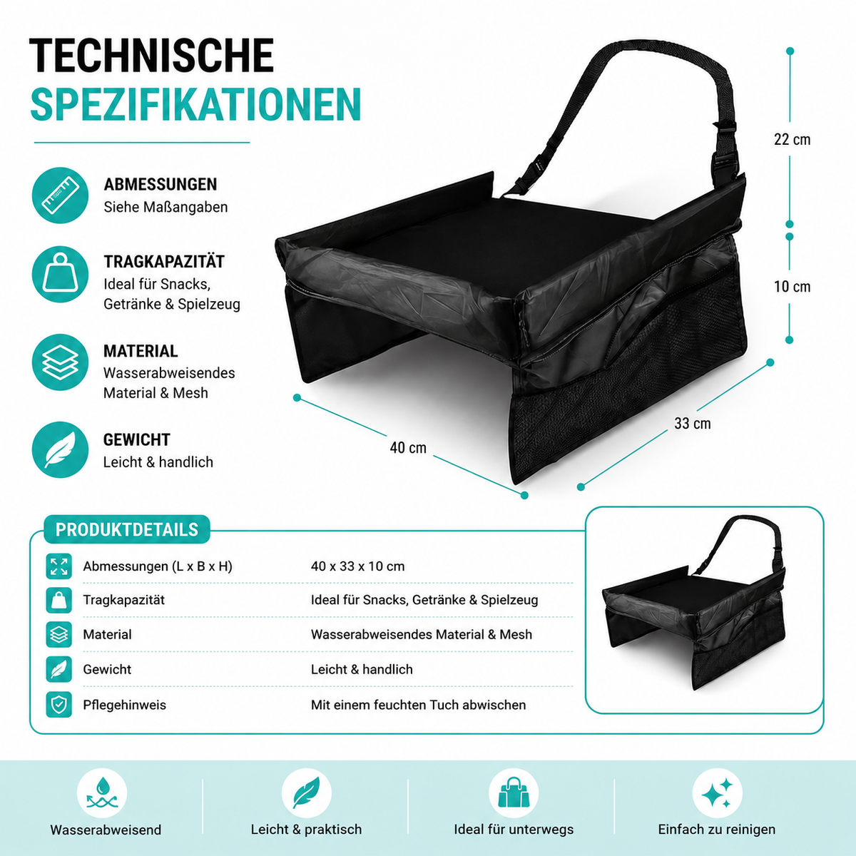 Auto Organizer Tablett – Für Snacks, Zeichnen & Spaß auf jeder Fahrt