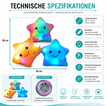 Leuchtender Stern Plüsch – Kuscheltier & LED Nachtlicht