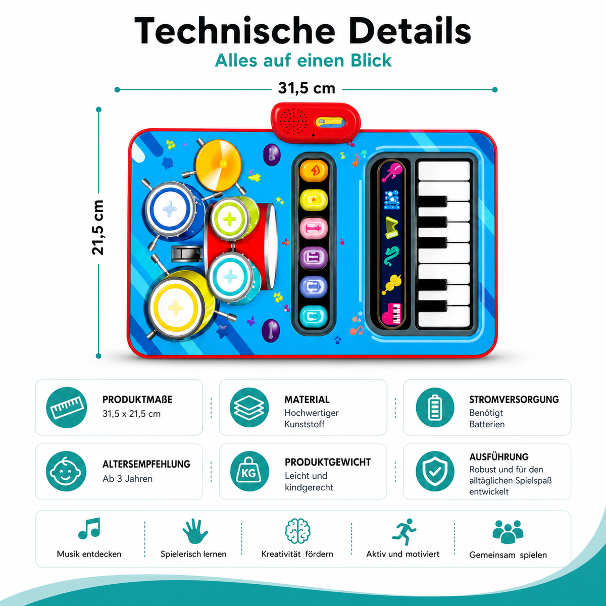 2-in-1 Tanz- & Musikmatte für Kinder – Lernen, Bewegen & Musizieren