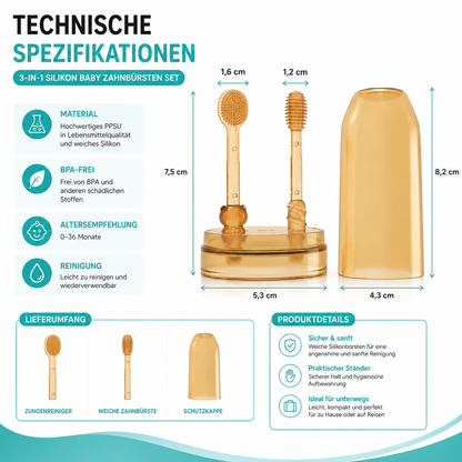 MAMIJOY 3-in-1 Silikon Baby Zahnbürste – Sanfte Pflege für Zunge & Zähne