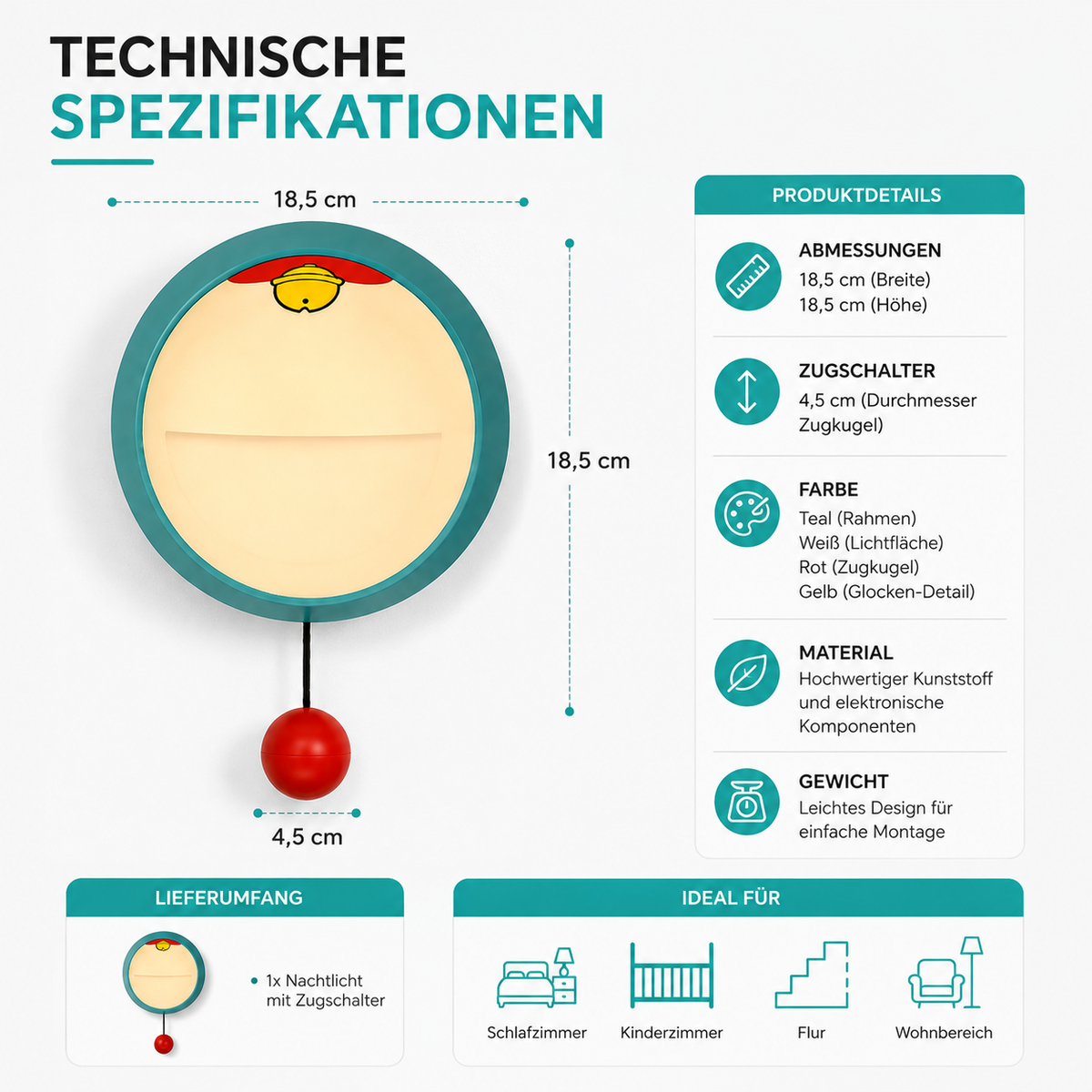 Modernes Nachtlicht mit Touch-Funktion & Timer
