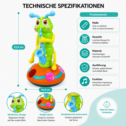 Interaktives Raupen Spielzeug mit Musik, Licht und Bewegung für Kinder