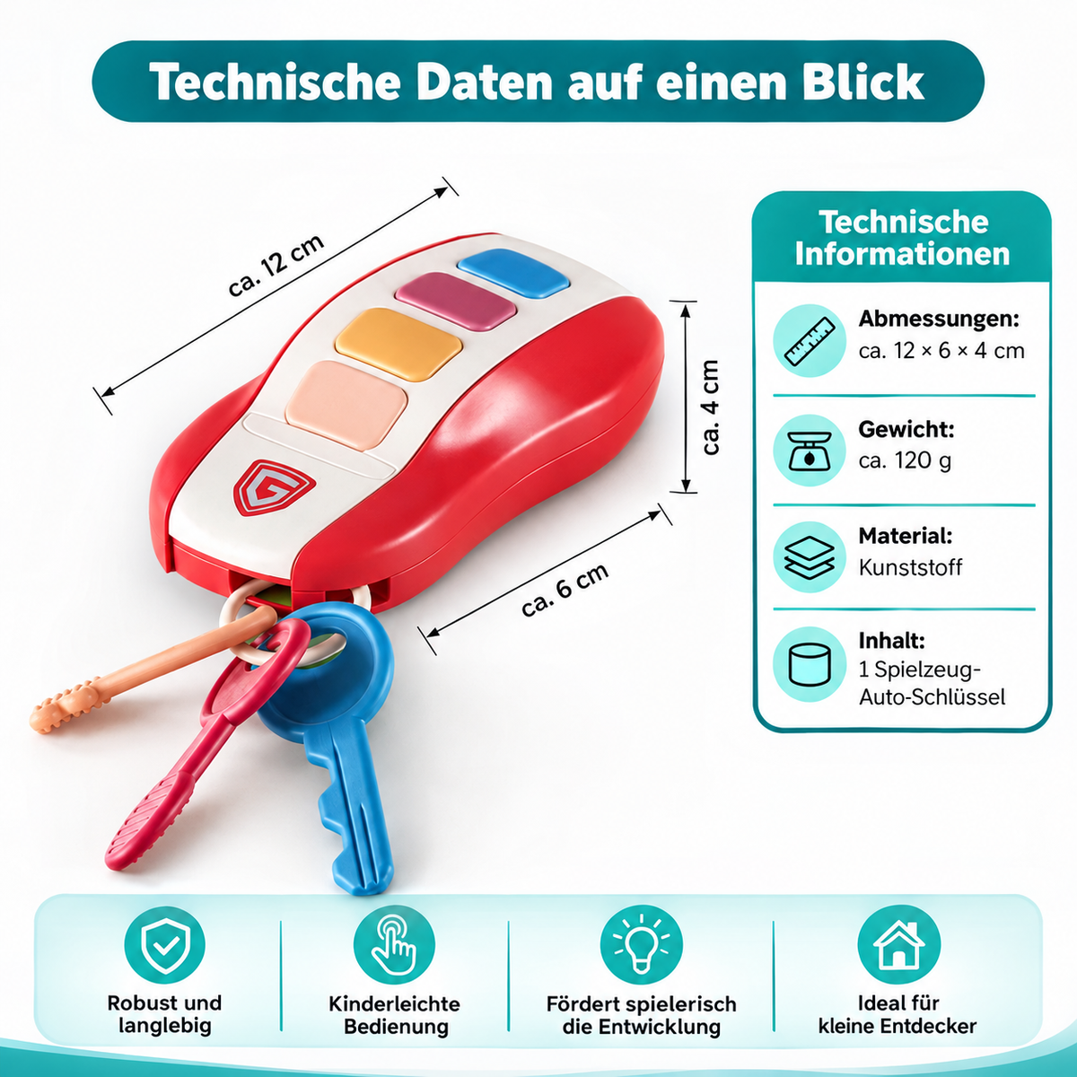 Schlau Auto Schlüssel Spielzeug – Musik, Licht & Lernen in einem!