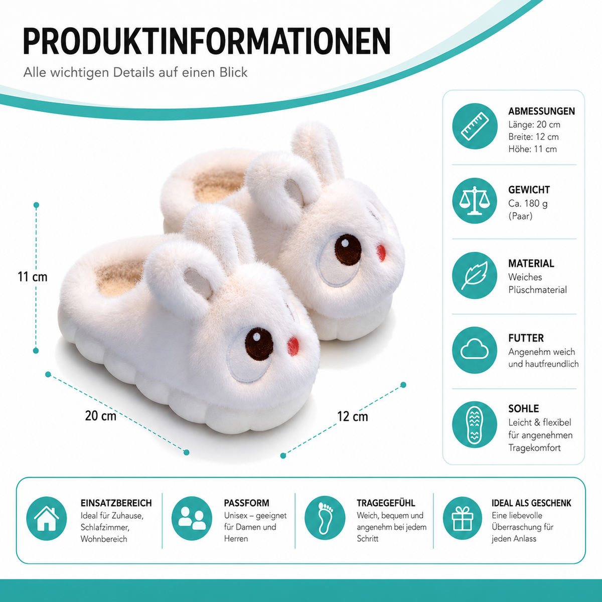 Flauschige Hase-Hausschuhe für Kinder – warm & bequem