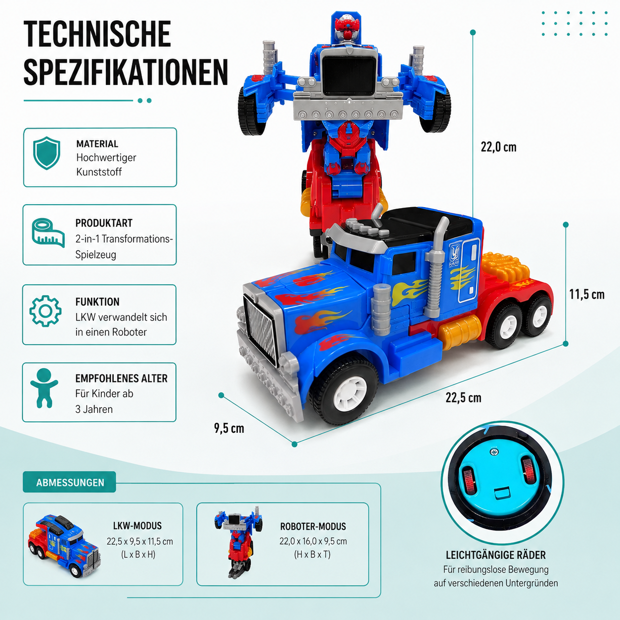 Transforming Truck mit Licht, Musik & Roboter-Verwandlung