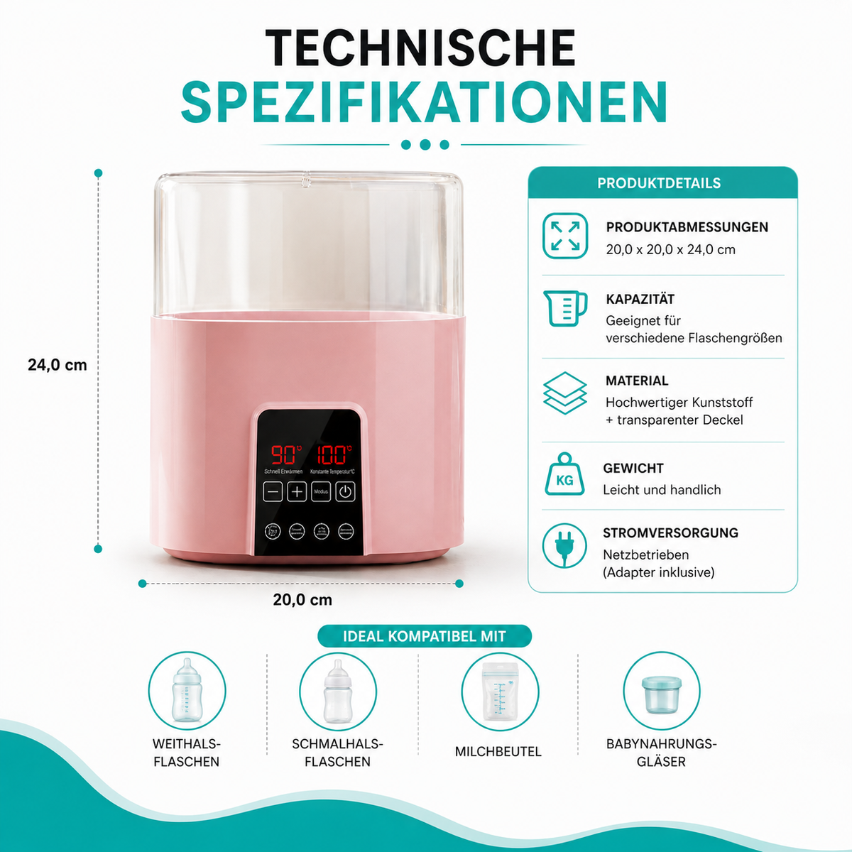 4-in-1 Baby Flaschenwärmer – Schnell, Schlau & Sicher mit Temperaturkontrolle