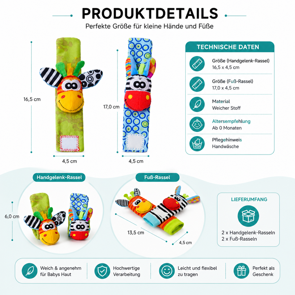 Baby Socken mit Rasselspielzeug