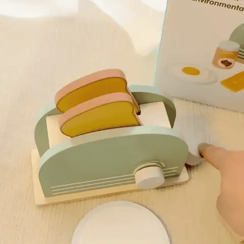 Holz Toaster Spielzeug für Kinder – Montessori Frühstücks-Satz