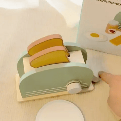 Holz Toaster Spielzeug für Kinder – Montessori Frühstücks-Satz