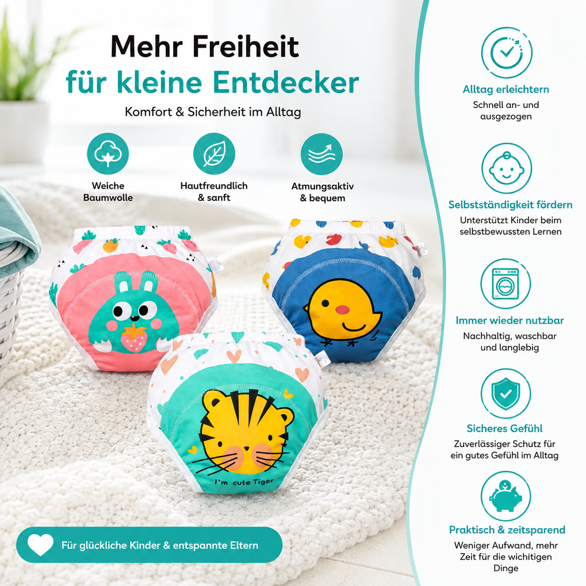 Töpfchentraining leicht gemacht – Waschbare Baumwollhose