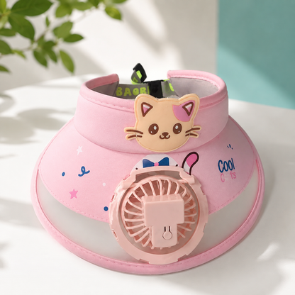 Sonnenschutz & frische Brise – USB Ventilator Cap für Kids Rosa