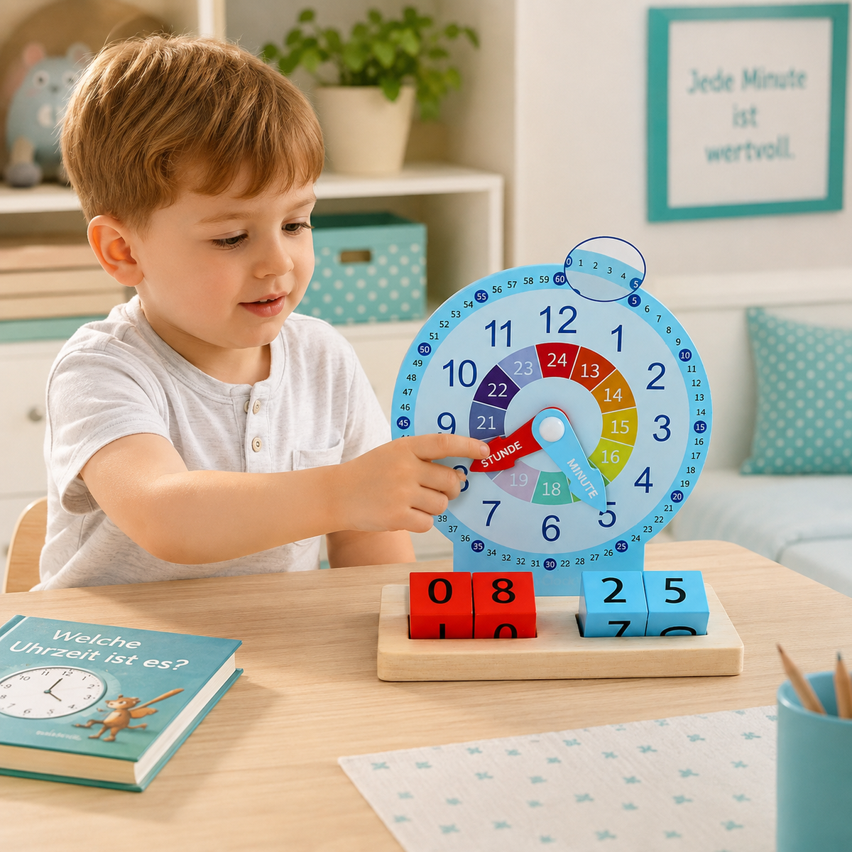 Montessori-Lernuhr für Kinder – Uhrzeit spielerisch lernen