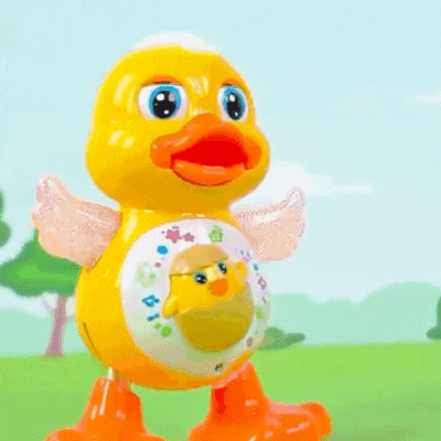 Lustige Tanzente mit Musik und blinkenden Lichtern