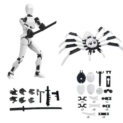 Voll bewegliche Roboter-Figur – Kreatives Spielen & Posen Weiß