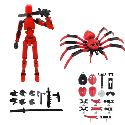 Voll bewegliche Roboter-Figur – Kreatives Spielen & Posen Rot