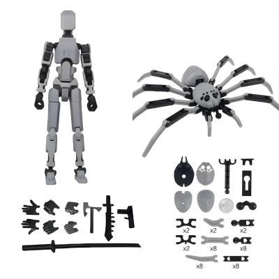 Voll bewegliche Roboter-Figur – Kreatives Spielen & Posen Grau