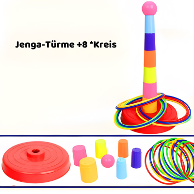 2-in-1 Ringwurf & Stapelspiel – Lernen, Spielen & Bewegung 2xTurm 30xRinge