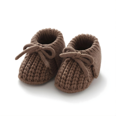 Weiche Baby Strickschuhe – Atmungsaktiv & Sicher 0–18 Monate Braun