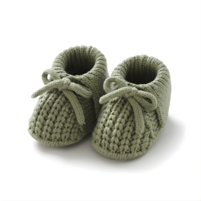 Weiche Baby Strickschuhe – Atmungsaktiv & Sicher 0–18 Monate Grün