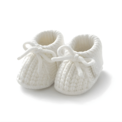 Weiche Baby Strickschuhe – Atmungsaktiv & Sicher 0–18 Monate Weiß