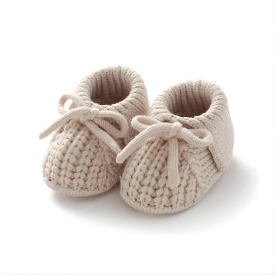 Weiche Baby Strickschuhe – Atmungsaktiv & Sicher 0–18 Monate Hellbraun