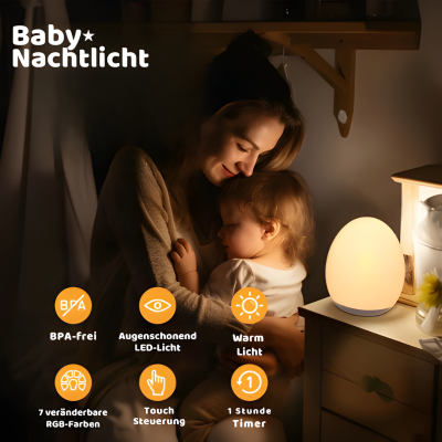 LED Baby Nachtlicht – Warmes, sicheres & berühren-dimmbares Licht