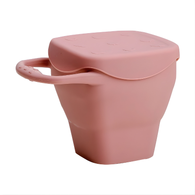 Baby Silikon Snackbecher – Auslaufsicher, sicher & tragbar für Kleinkinder Rosa